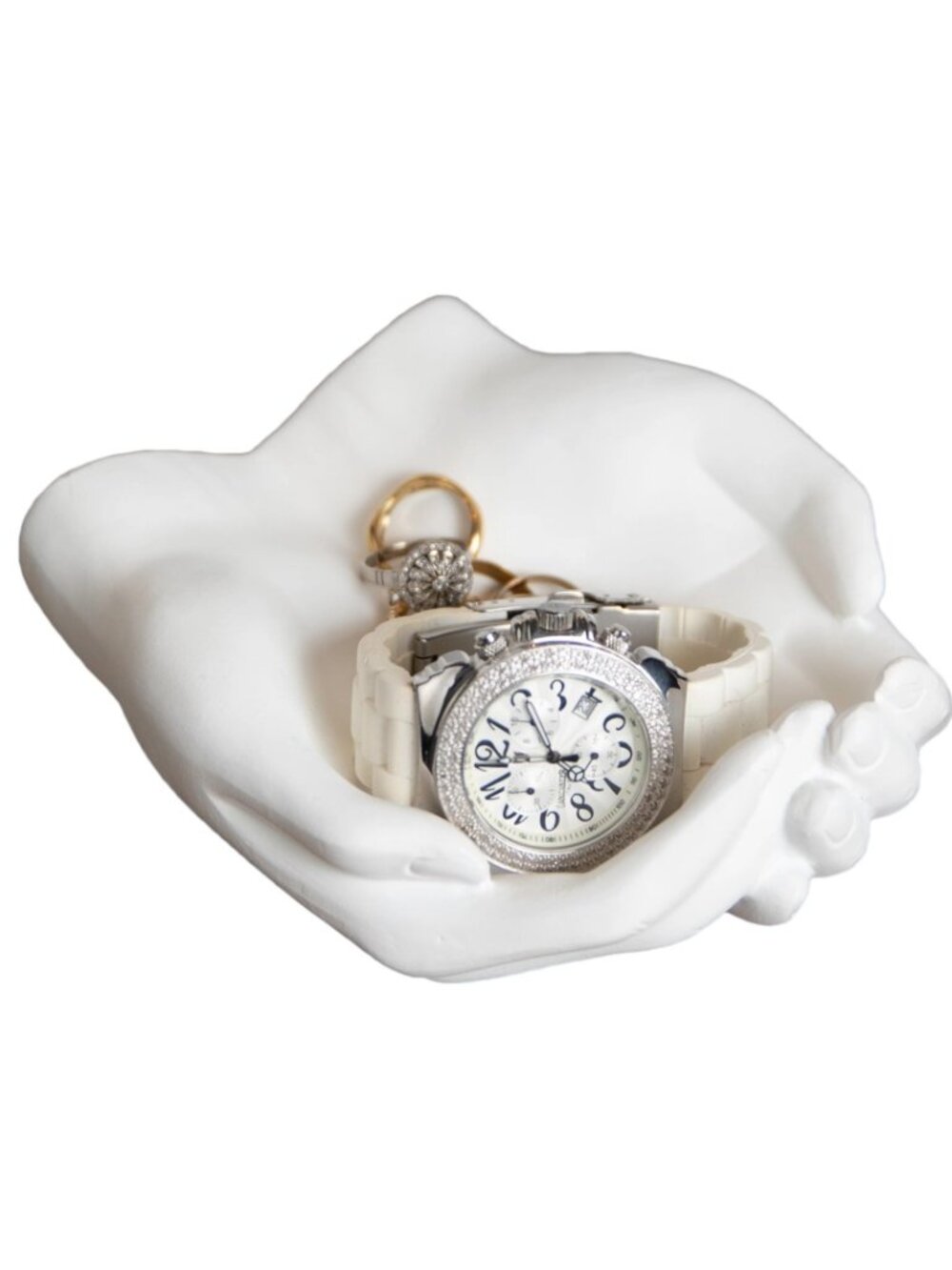 Danya B White Hands Tray – Modern Key & Jewelry Holder Decor
